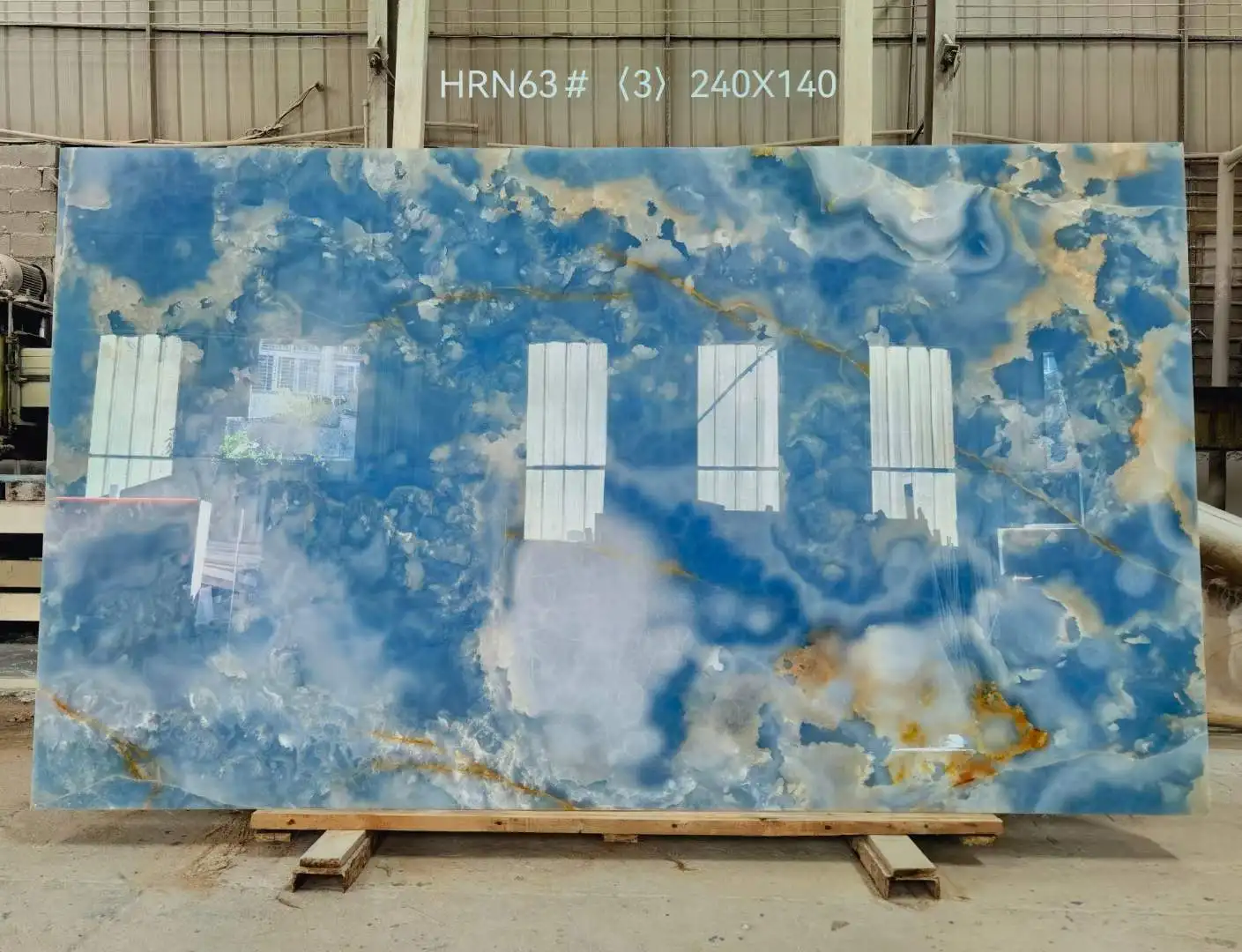 Luxury Marble Blue Onyx Translucent Stone Polished Marble Slabs Backlit for Villa Wall Decoration