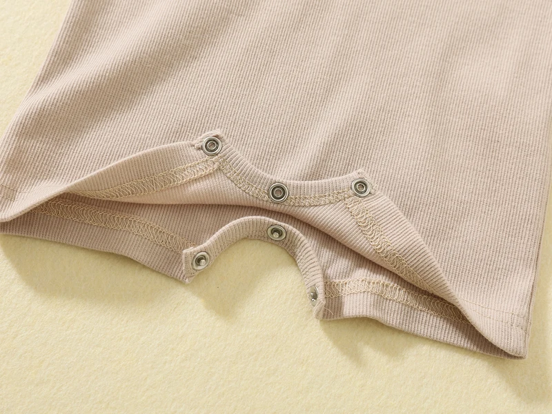 Baby Boys Girls Ribbed rompers Jumpsuit Summer Babies Soft Cotton Solid Color Front Button Short Sleeve One piece