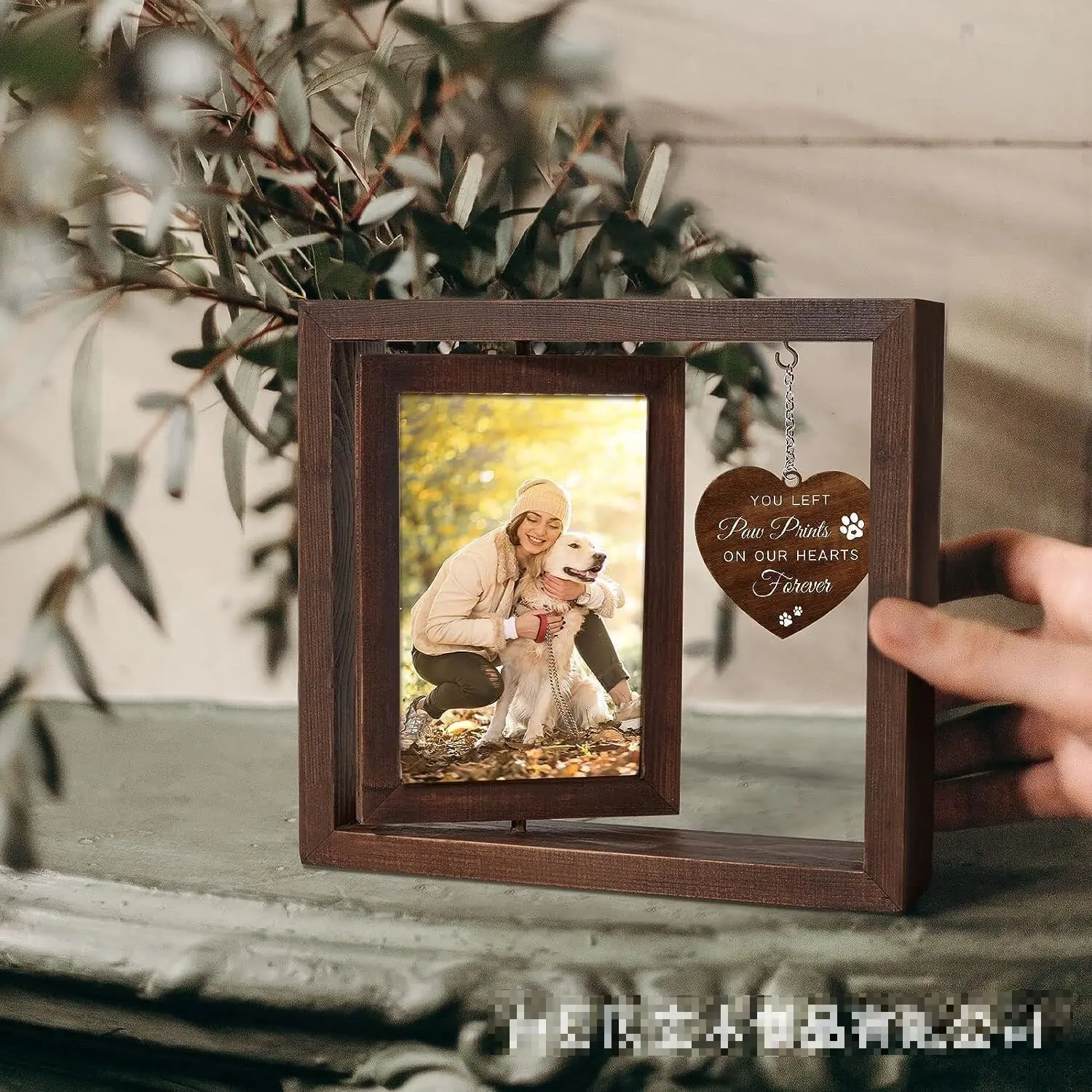 Memorial Gifts for Loss of Dog Rotating Wooden Picture Frame for 4x6 Photo Pet Memorial Gifts for Dog Cat Dog