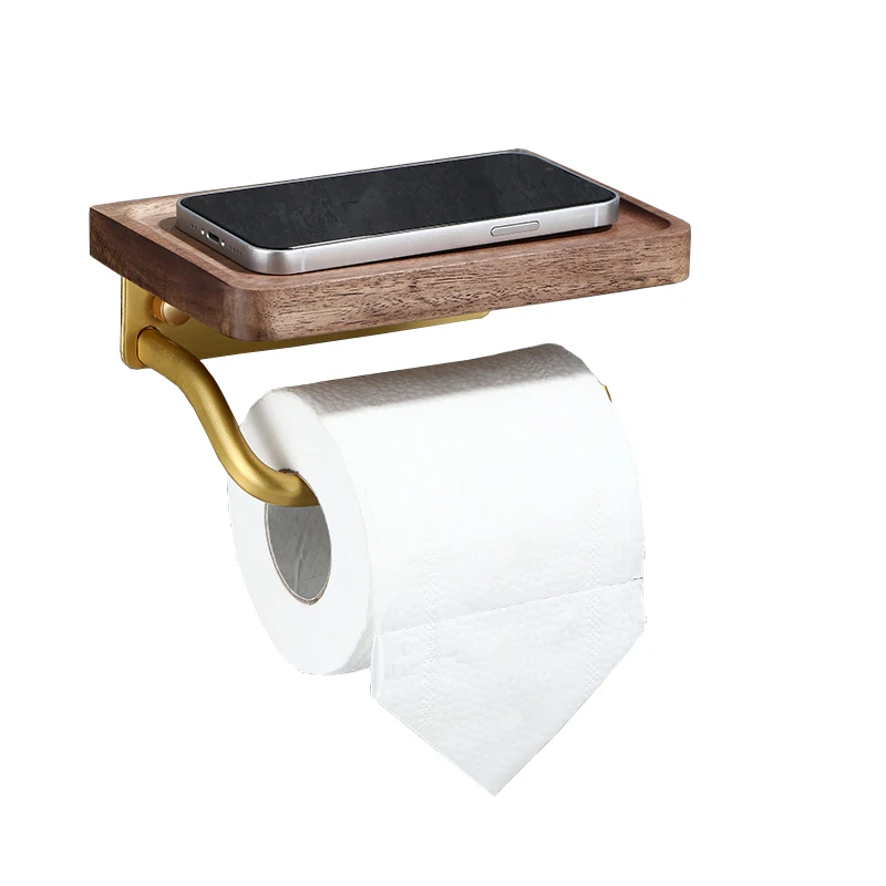 Wood toilet paper holder with shelf toilet tissue holder with shelf toilet paper roll holder