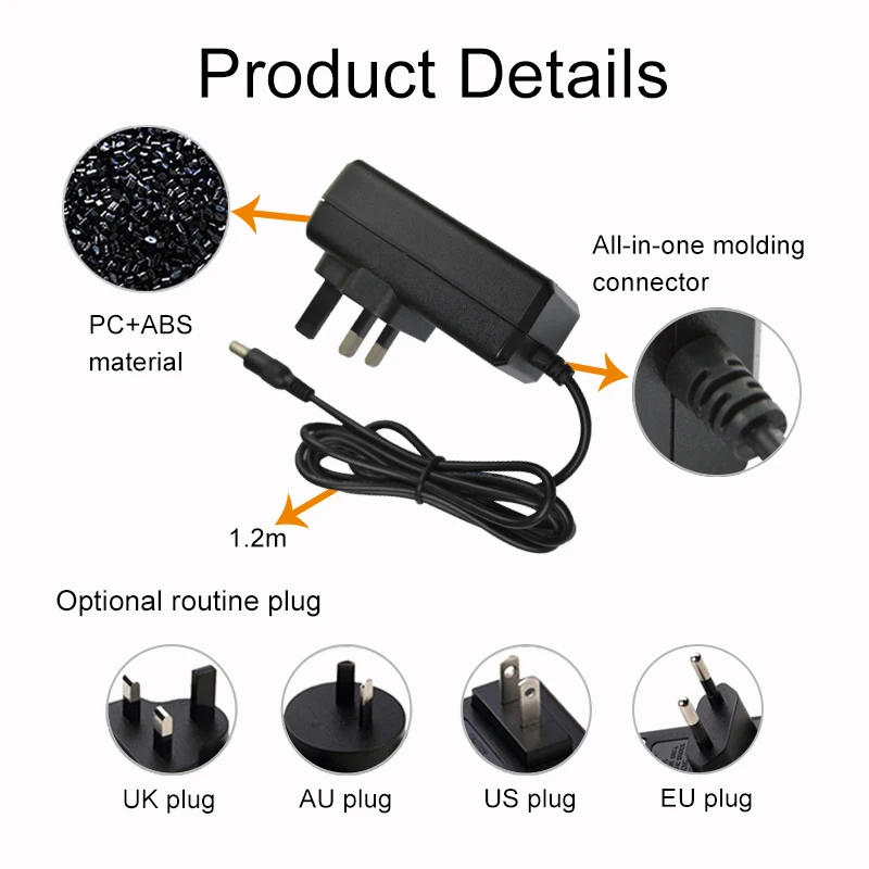 High quality 5V 12V 24V 1.25A 2.5A 3A 4A 4.5A Power Adapter 25-36W  Power Supply with EU AU UK US Plug