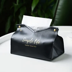 PU Tissue Holder Dispenser Soft Napkins Paper Tissue Box with Large Open Button Closure Bedroom High-Grade Tissue Box