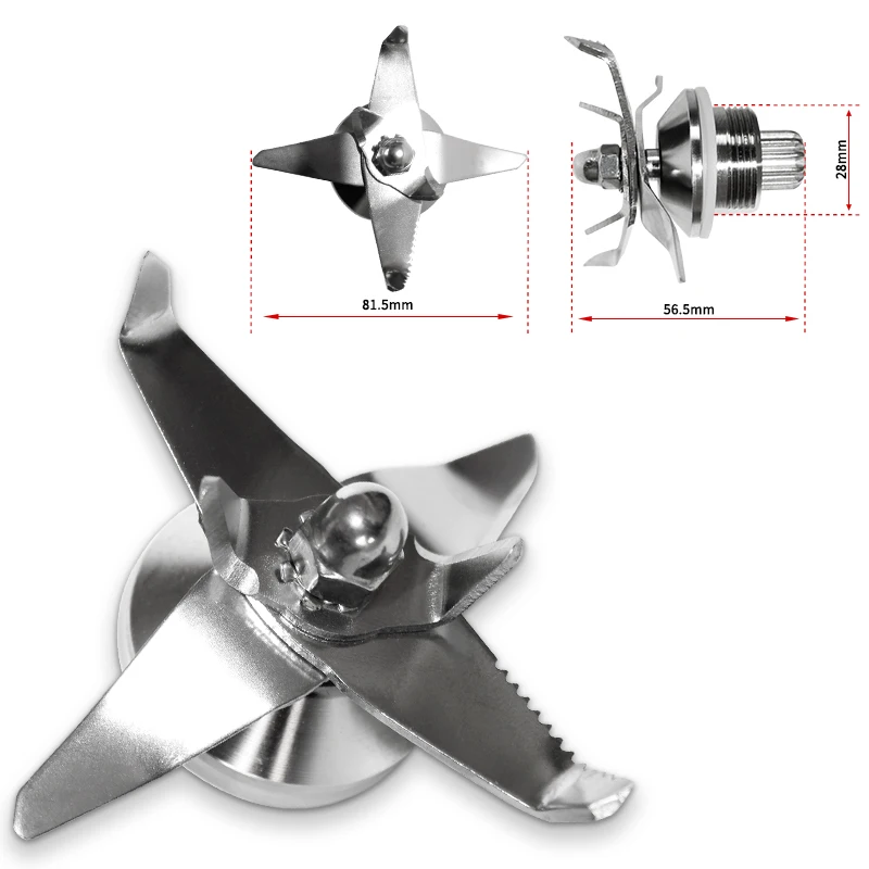 Blender Accessories Mixer Spare Parts 6 Fins Blades Replacement Blades 304 Stainless Steel Commercial Blender Blade Set