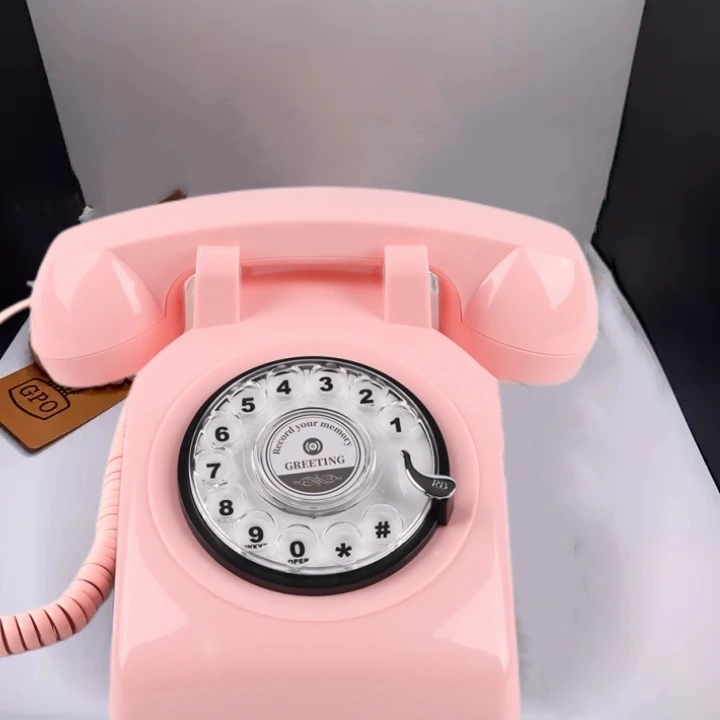 Wedding phone audio auest book message recorder telephone pink antique landline retro rotary vintage phones