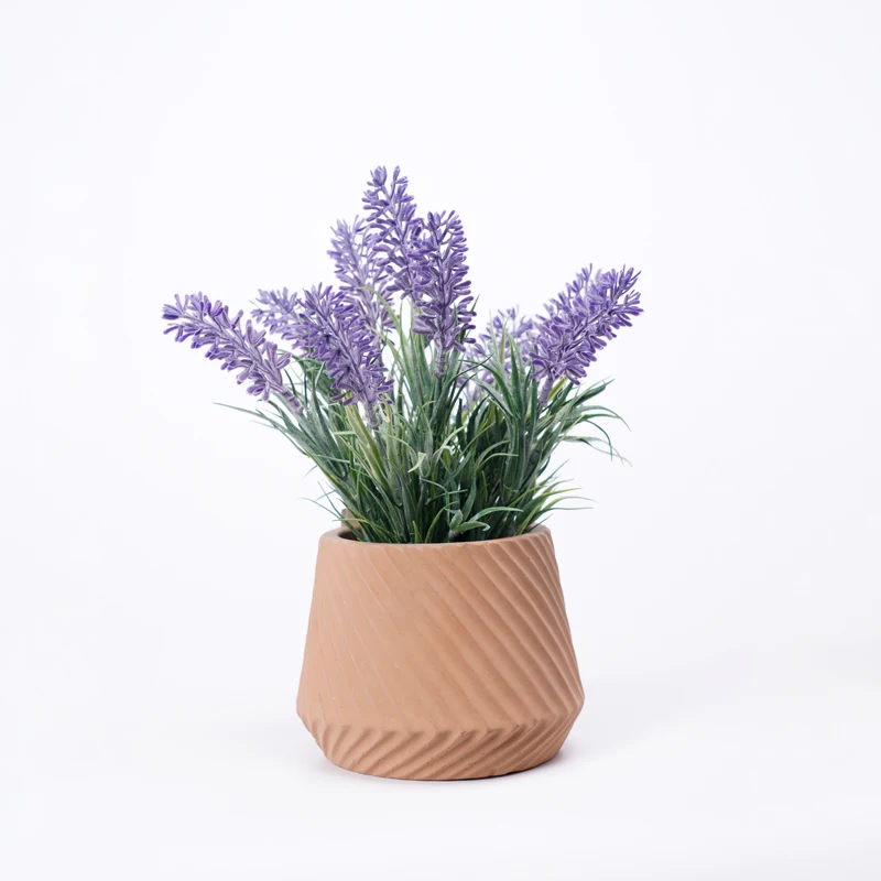 
Artificial Flowers Realistic Purple Flowers and Grass Greenery 17*17*23.5cm Faux Lavender in Cement Pot 