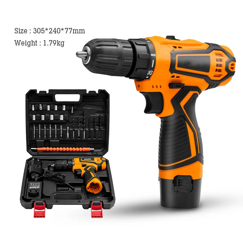 Hot Selling Rechargeable Power Tools 10mm Li-ion Battery Cordless Screwdriver Kits Lithium Electric Impact Drill Set