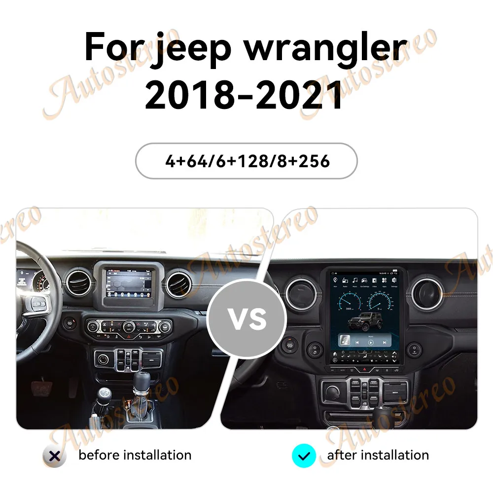 12.1 Inch Carplay For Jeep Wrangler 2018-2021 Car Radio Multimedia Auto Wireless HD Touch Screen GPS Navig Head Unit