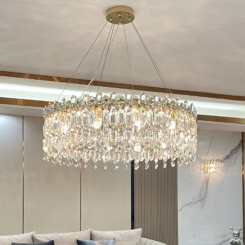 Standard Golden Supplier Small Creative Rounded Gold Fancy Ceiling Lamp Modern Luxury Good Quality Led K9 Crystal Chandelier