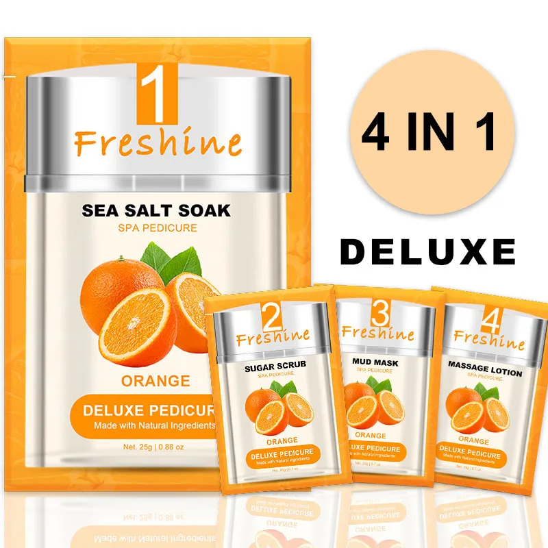 Orange Sugar Scrub Private Label Pedicure Deluxe Foot Kit In A Box 4 In 1 Kid Pedicure Spa Set Feet Pedicure Sugar Kit At Home