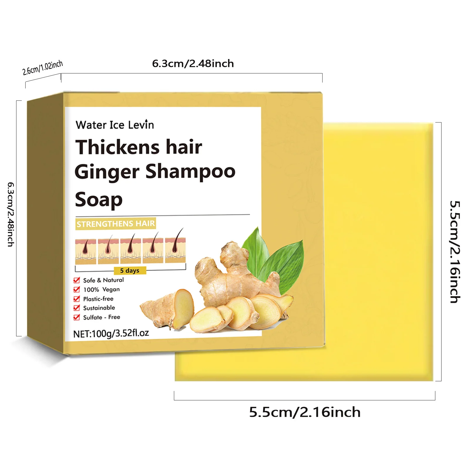 Ginger conditioning shampoo moisturizes split and dry hair making it look thicker (100g)