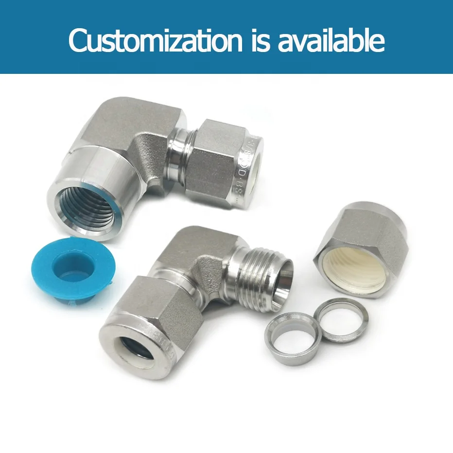 Hydraulic Elbow Compression Fitting Instrumentation Elbow Connector 90 Degree Stainless Steel Tube Elbow