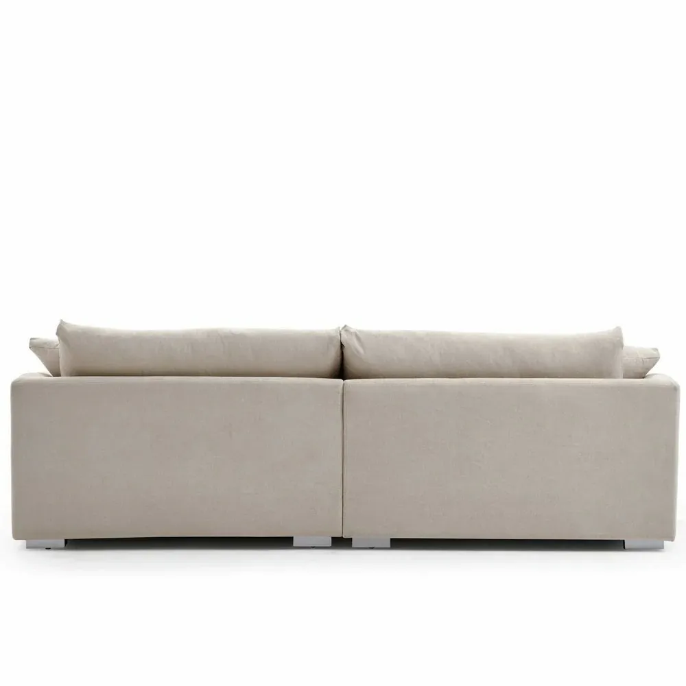 Comfortable Modern White Velvet Linen Fabric Feather Modular Sectional Sofa Set for Living Room