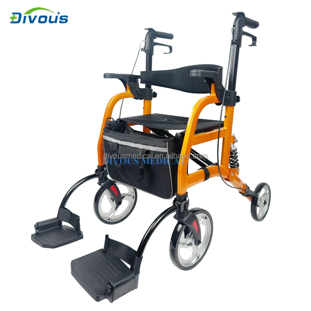 Wholesales Aluminum Patient Health Care Walking Aid Senior Rollator Walker with Handle and Brakes for Elderly