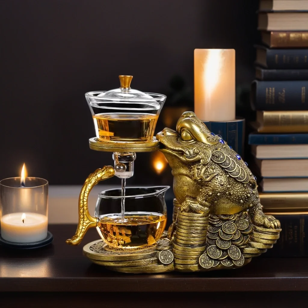350ml Creative Palace lamp glass lazy Kung fu tea set household jinchan magnetic suction induction tea infuser artifact