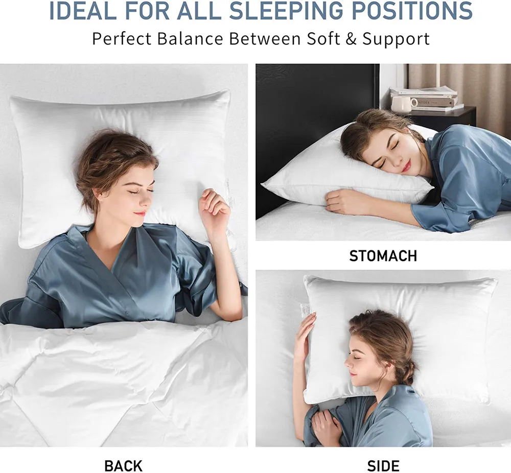 Luxury Hotel Home Comfortable Fluffy Polyester Fiber Silk Down Alternative Sofa Throw Sleep Memory Foam Bed Pillow