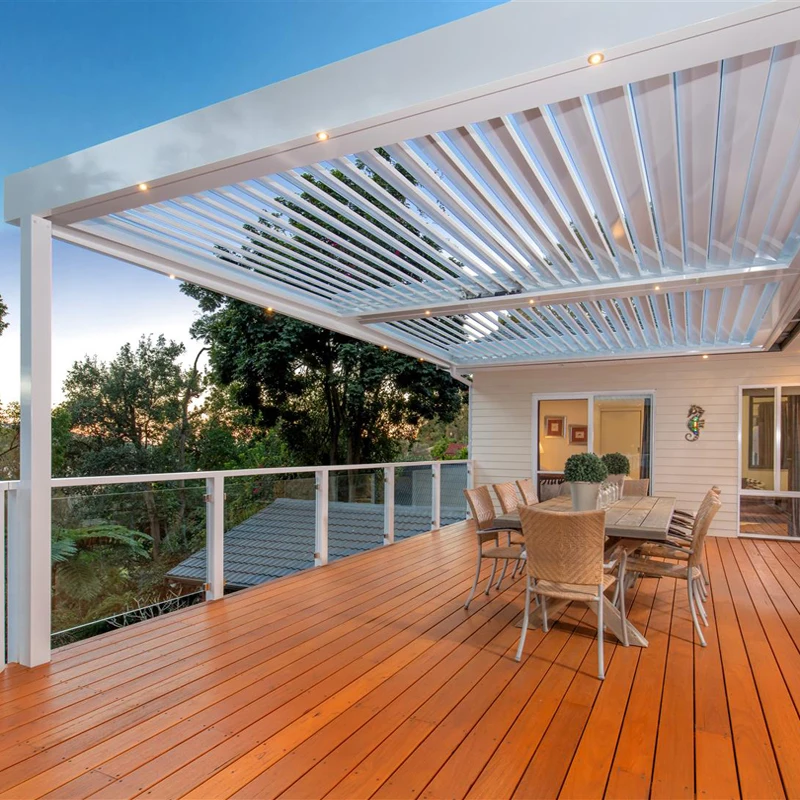 Factory wholesale motorized aluminum gazebo outdoor fully retractable louvre roof outdoor pergola