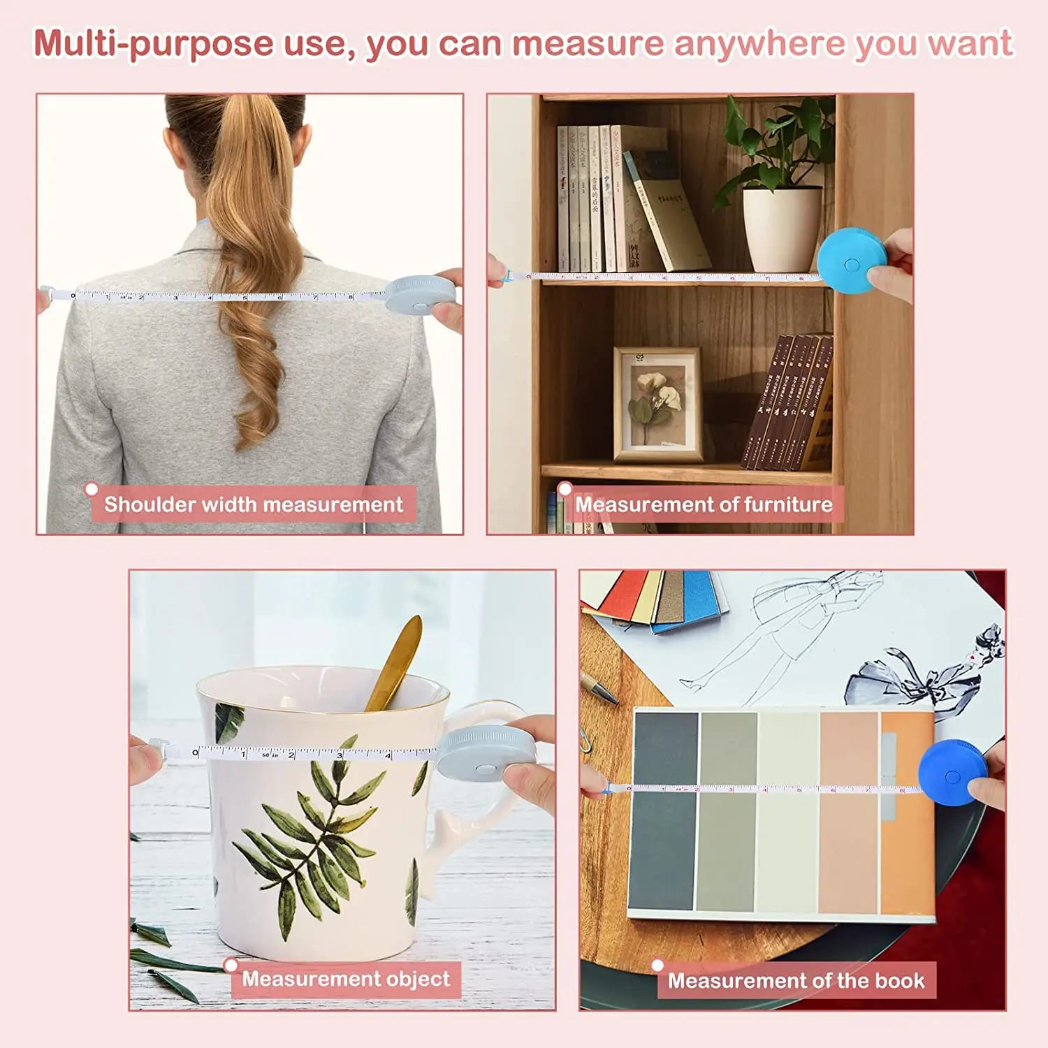 Custom Logo 60-Inch/150cm Double-Scale Metric Tape Measure ,for Body Measuring Sewing