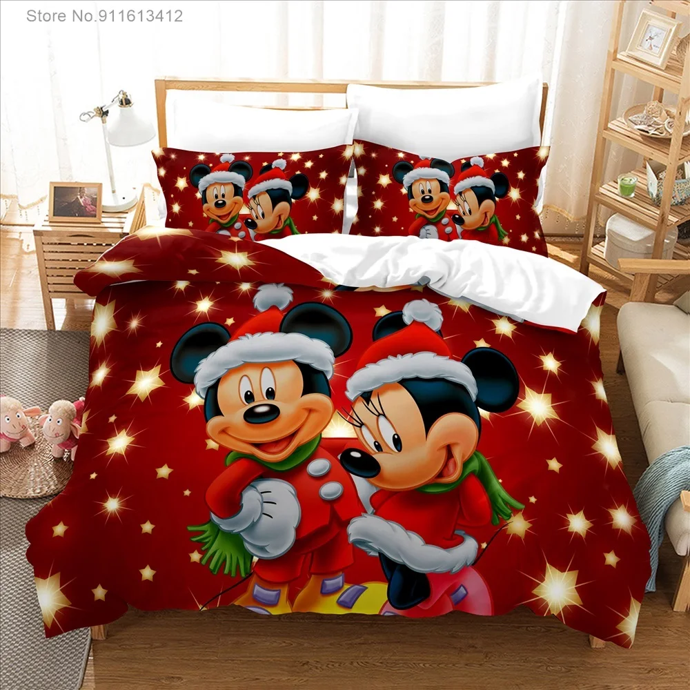 Christmas Gifts Bedding Sets Mickey Mouse Princess 3D Print Duvet Cover Cartoon Quilt Cover for Bedroom Decor Bedclothes