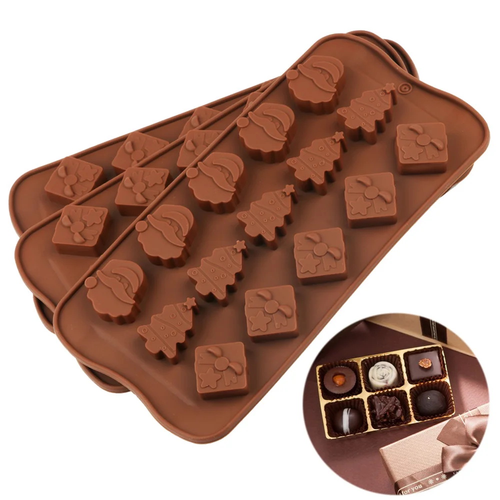 Christmas Cake Decoration Silicone Chocolate Mold Kitchen Set Baking Tools For Chocolate Pudding Candy Biscuits Jelly Resin DIY