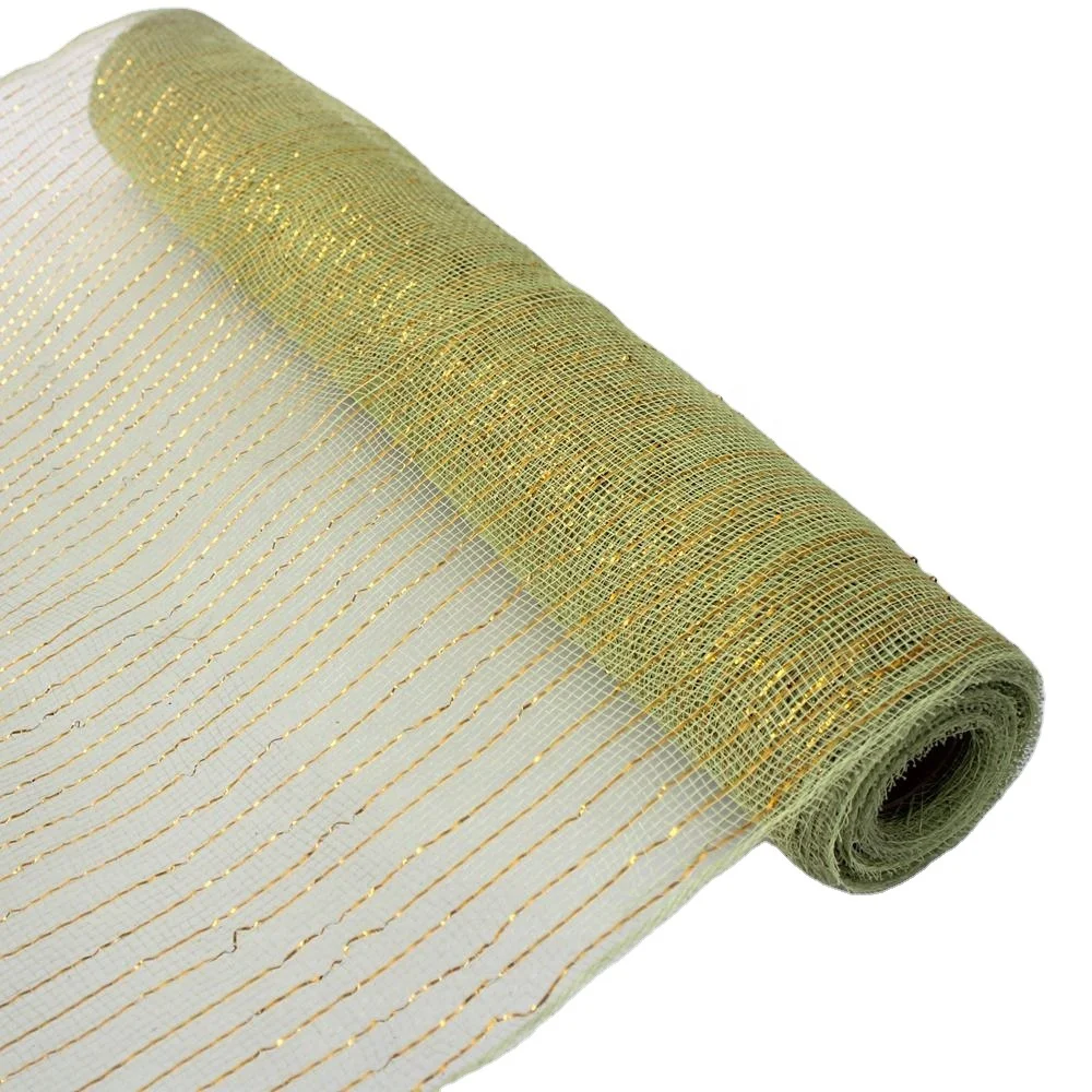 Christmas Mesh Wreath Supplies Ribbons Gold Foil 53cm #60144