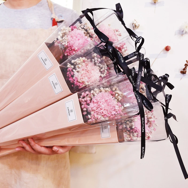 ZL Luxury Single Flower Packaging Portable Preserved Roses Bag Handmade Bouquet Gift Box Valentine Flower Packaging Box