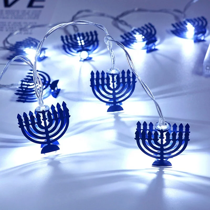 Hanukkah Decoration Hexagram Chanukah LED Lights Candles Holder Menorah Jews Judaism Synagogue Passover Shabbat Israel Ornament