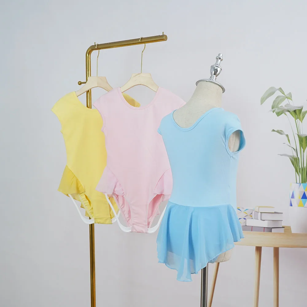 Wholesales popular good quality chiffon nylon half skirted dance ballet leotard for ballerina