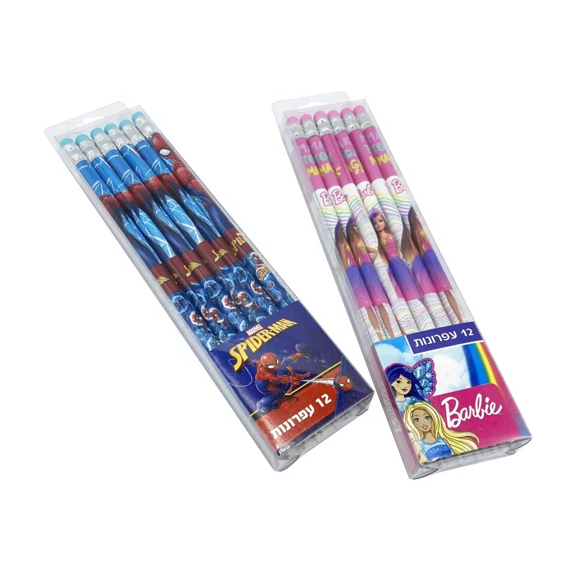 Factory Wholesales Cartoon Fancy Wood HB Pencil With Eraser Stationery Sets For School Durable Pencil Sets