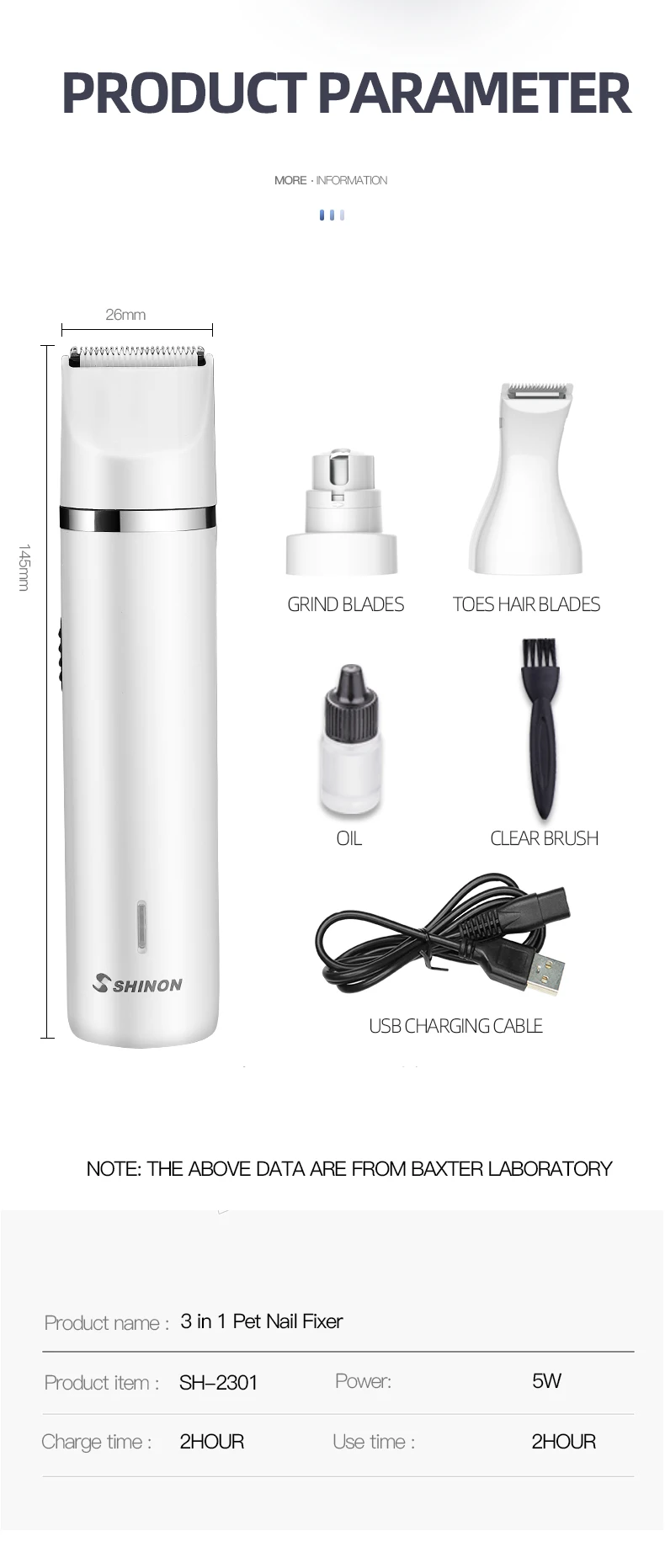 Lanumi SH-2301 Professional animal electric pet grooming kit pet hair trimmer electronic pet dog nail grinder