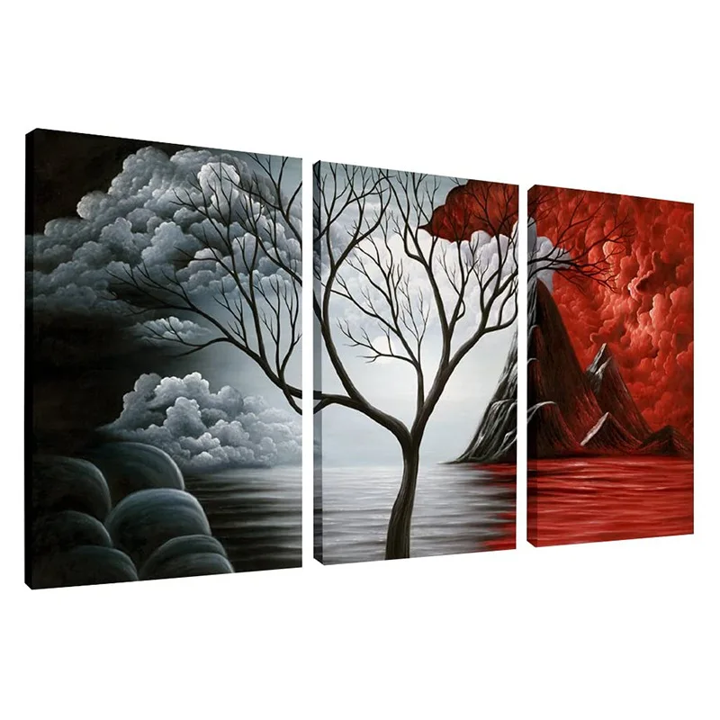 wholesale  Art The Cloud Tree Wall Art Oil PaintingS Giclee Landscape Canvas Prints for Home Decorations, 3 Panels