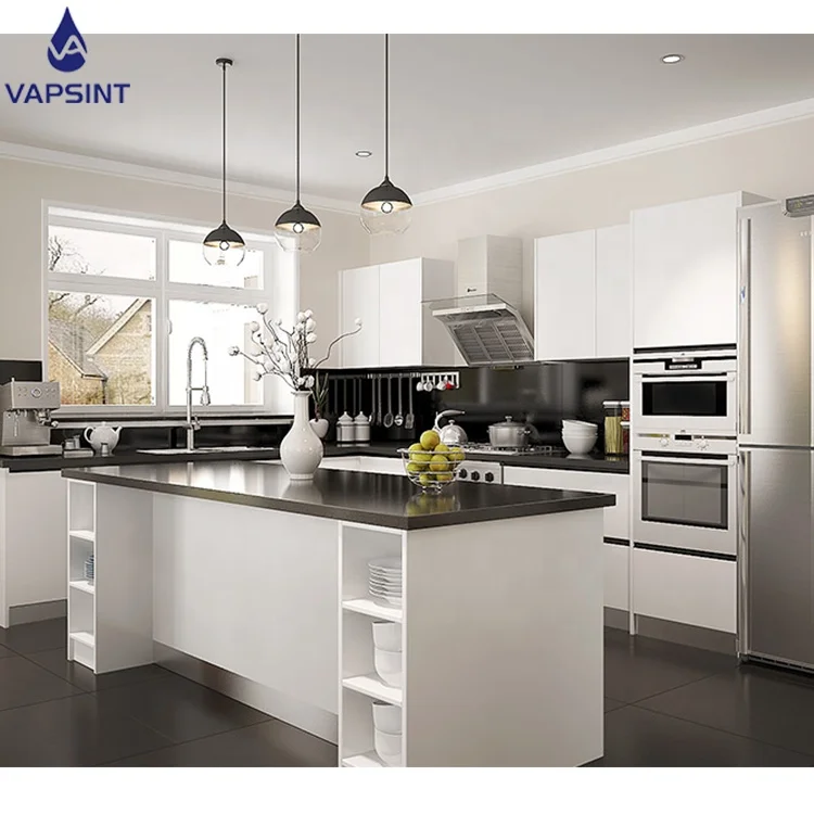 
High quality lacquer modular kitchen cabinet pvc white 