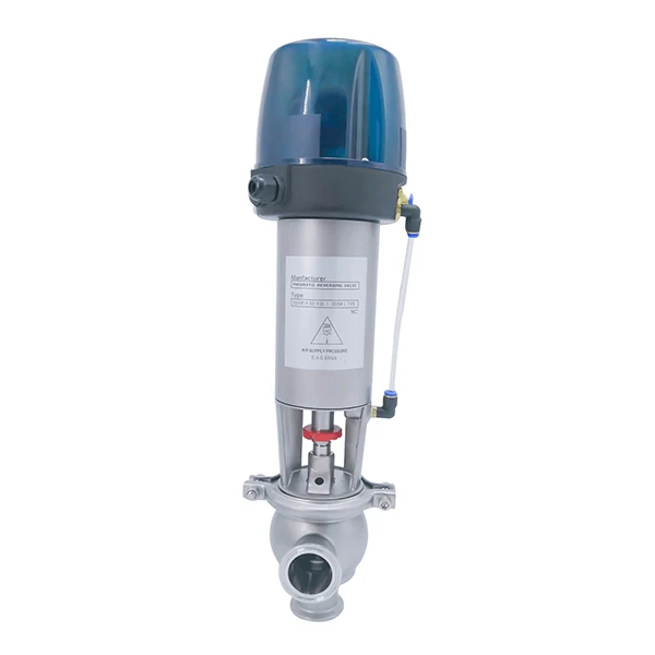 38.1mm Food grade clamping L type  reversing control valve with intelligent blue head