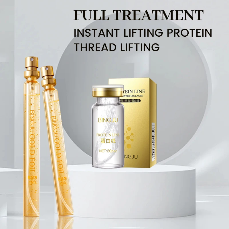 Absorbable facial lifting tension threads collagen protein thread with spray gold collagen thread set