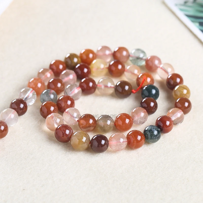 JD 6mm 8mm 10mm 5A Natural Red Lucky Quartz Round Beads Loose Spacer Wealth Crystal for Jewelry Making Energy Stone