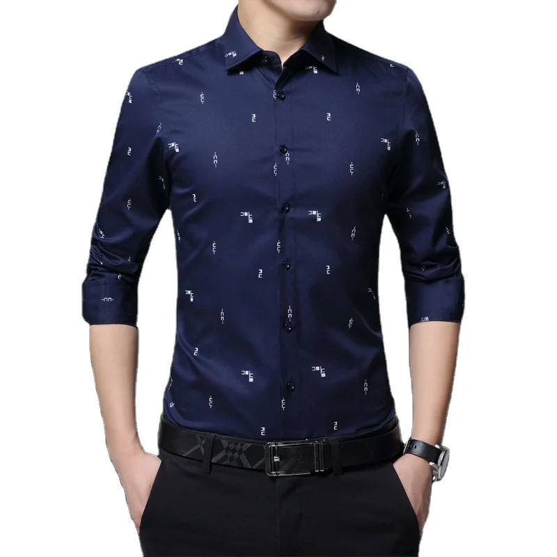 FanLi New Arrival Mens Long sleeve Shirt Man Casual Styles Full Printed Elastic Clothing