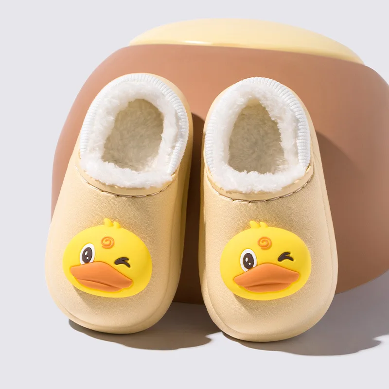 Hot selling children boys girls kids winter plush unicorn slipper with waterproof cute cartoon design