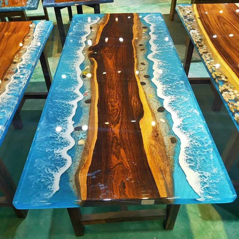 Walnut Unique River Epoxy Resin Table Furniture Top Wood Dining Mold Clear Lamp Top  Irregular Live Edge Table