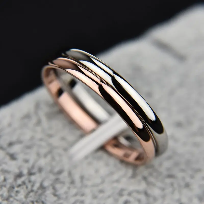 Stainless Steel Thin 2mm Ring for Women Silver Rose Gold Fashion Amazon Daily Simple Delicate Couple Ring Jewelry