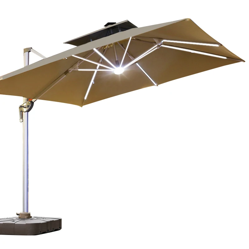 Wesunny Garden Parasol Aluminum Big Solar Led Light Cantilever Commercial Luxury Outdoor Sun Umbrella