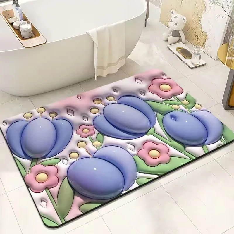 Cheap Diatom Mud shower mat water absorbing 3D bathroom mat