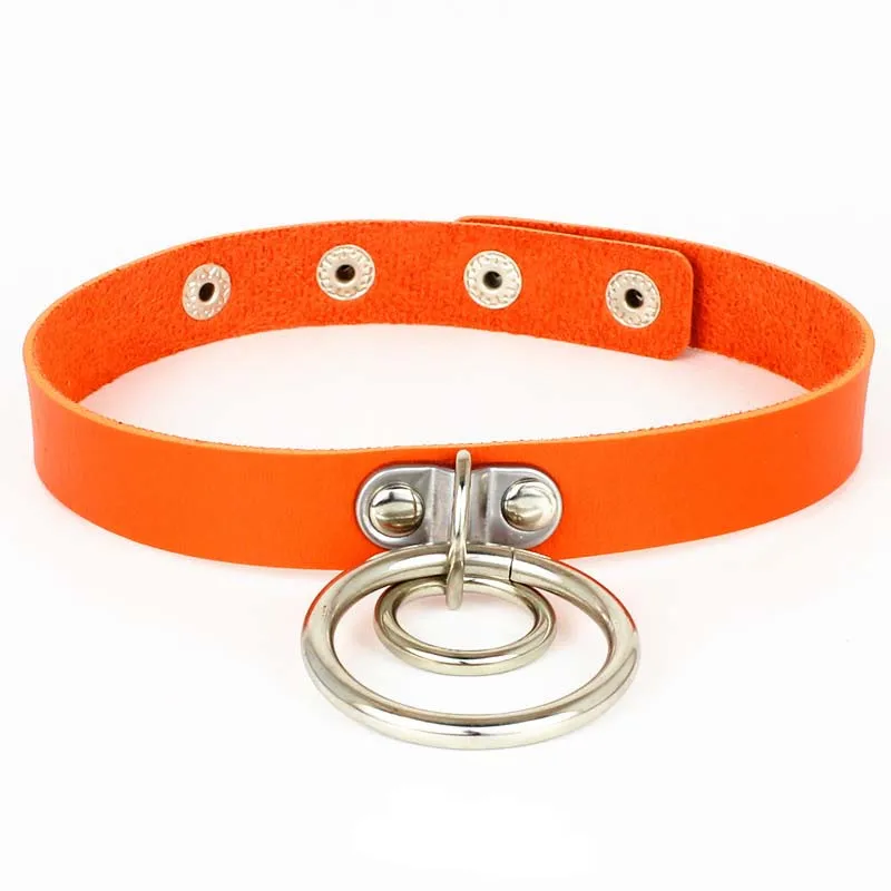 Ожерелье-чокер из искусственной кожи с двойным уплотнительным кольцом и заклепками в готическом стиле панк-рок