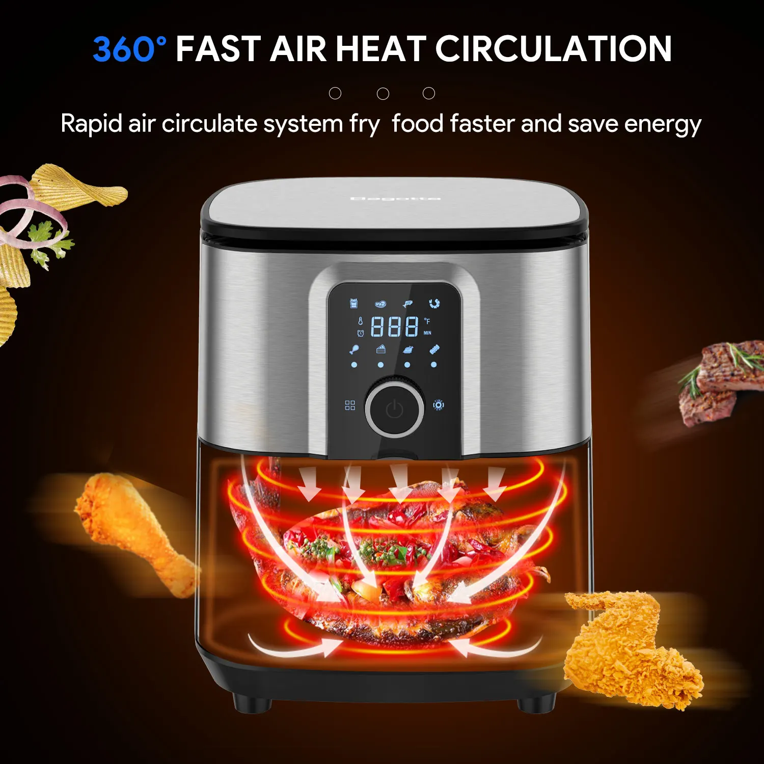 Bagotte BAF80 Multi Cooker Max Gourmi Led Dropshipping 4 Litr 5 Liters 6.0l 8.5 Qt 10l 220w 7 In 1 2.5l Air Fryer Mechanical