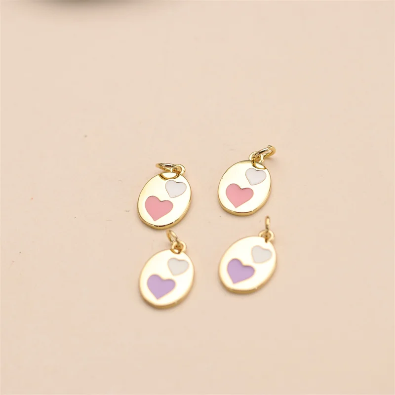 Heart Enamel Pendant Golden Color Metal Heart Enamel Pendant Custom Enamel Charms
