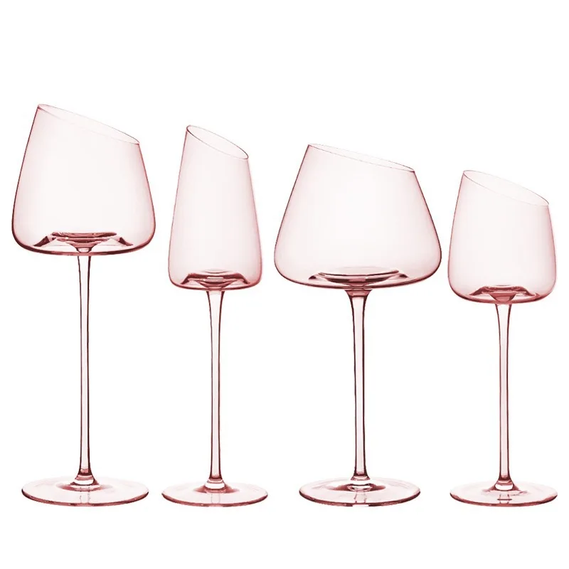 Creative Concave Flamingo Gradient Pink Crystal Glass Goblet&Champagne glass Burgundy Wine Glass for Parties Handgrip Shape