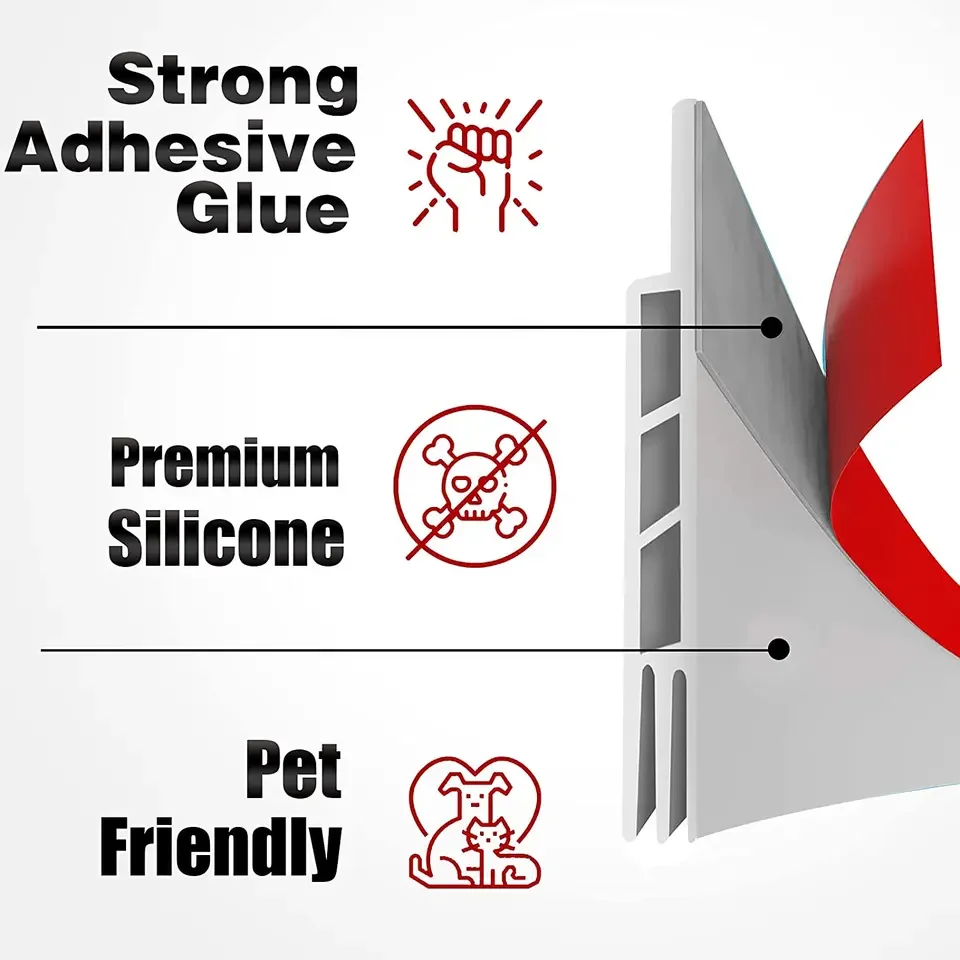 Hot Selling Door Draft Stopper Bottom Rubber Sealing Strip Silicone For Reduce Noise and Prevent Insects