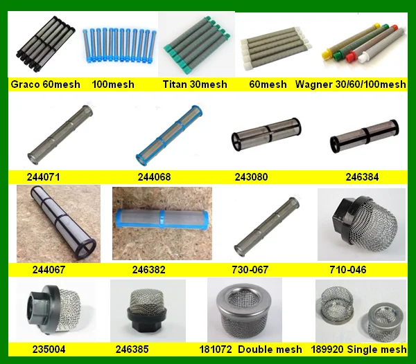 factory direct selling WGR 970 960 putty sprayer Manifold filter with ball for hydraulic airless paint sprayer 60 mesh 100mesh