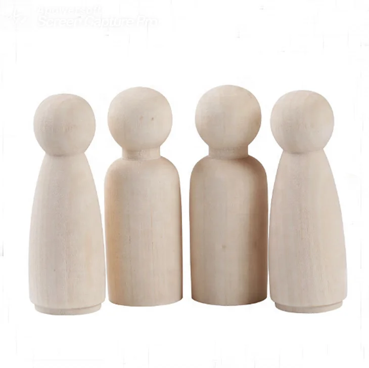 DIY Painting kokeshi puppet mini unfinished acorns tree cone rounds wooden peg dolls pegdoll painted figure toys set craft