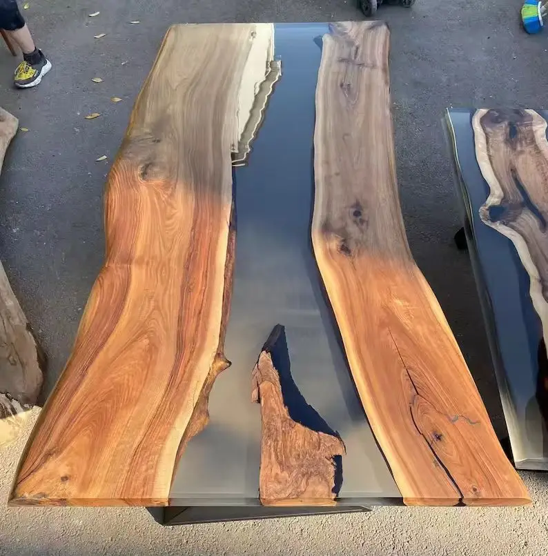 Best price of Wooden Furniture Kitchen Garden Outdoor Park Patio Epoxy Resin Walnut Wood Long Bench