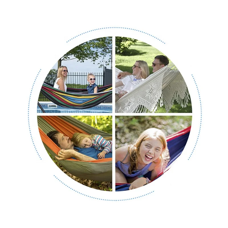 Outdoor Camping Portable Foldable Double Hammock With Stand Traveling beach hammock Portable assembly of canvas hammock