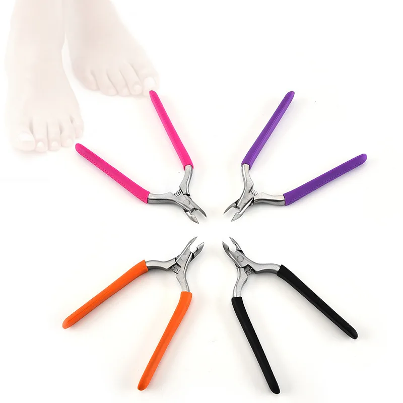 Manicure Silicone Cuticle Scissors Color Non-slip Handle Cuticle Pliers Trim Nail Edges Barb Cuticle Scissors